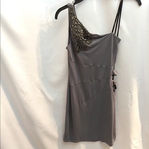Gray one shoulder dress